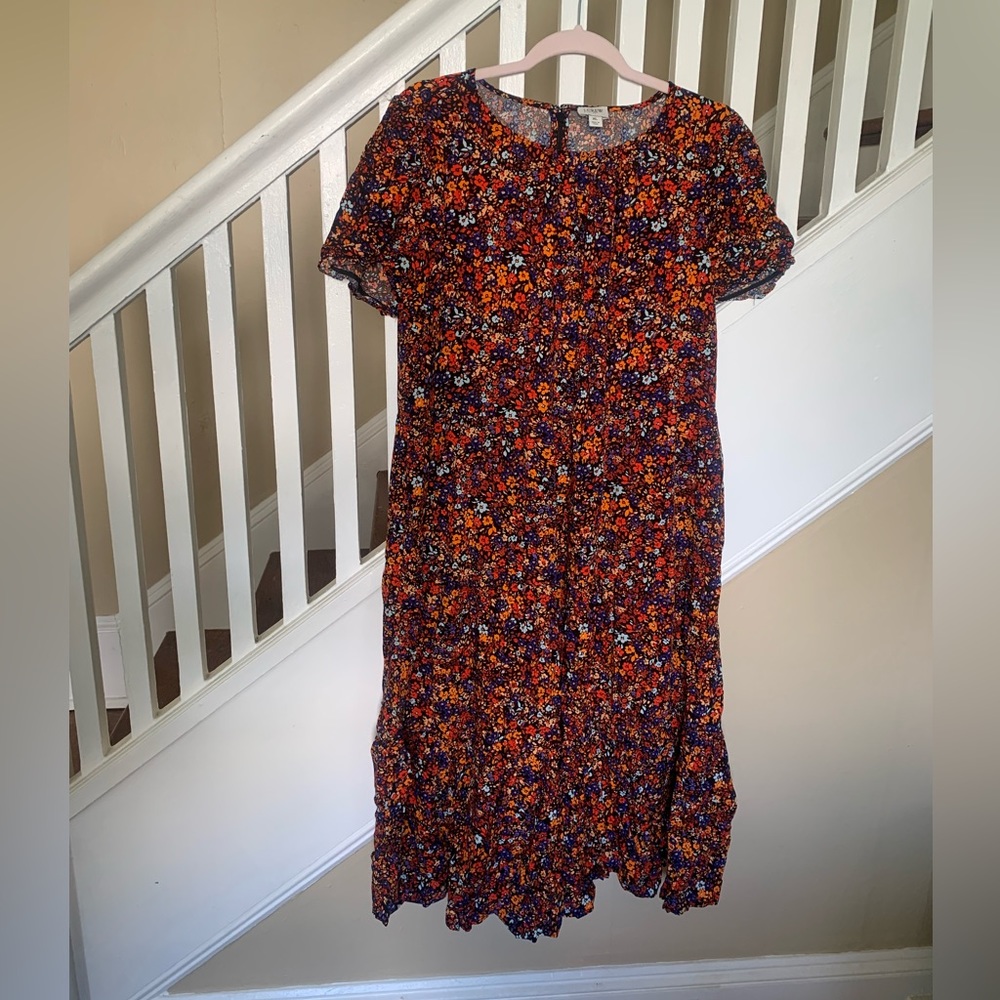 Tiered floral print midi dress with pockets from J.Crew Factory